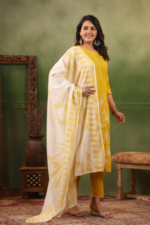 Sun Shine Yellow Embroidery Cotton Set