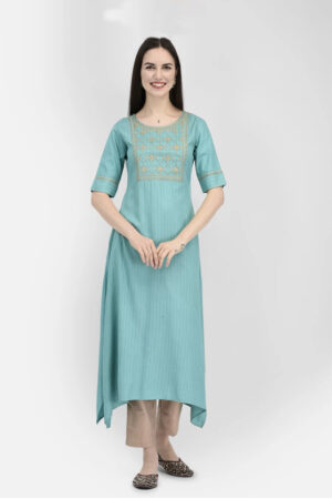 Women Self Design Viscose Rayon Asymmetric Kurta