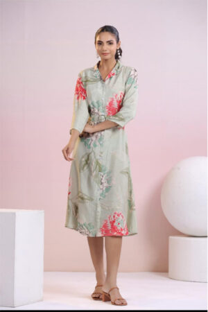 Floral Print A-Line Midi Dress
