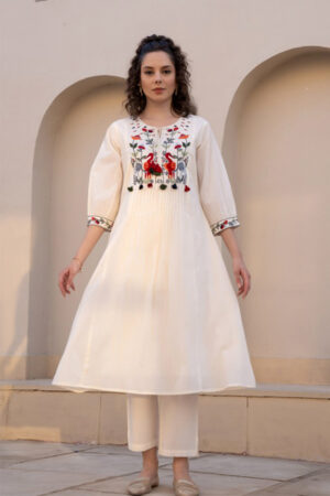 White Mul Thread Embroidery Cotton Set
