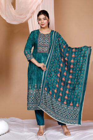 Blue muslin set with duppatta