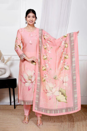 Pink muslin printed set with duppatta